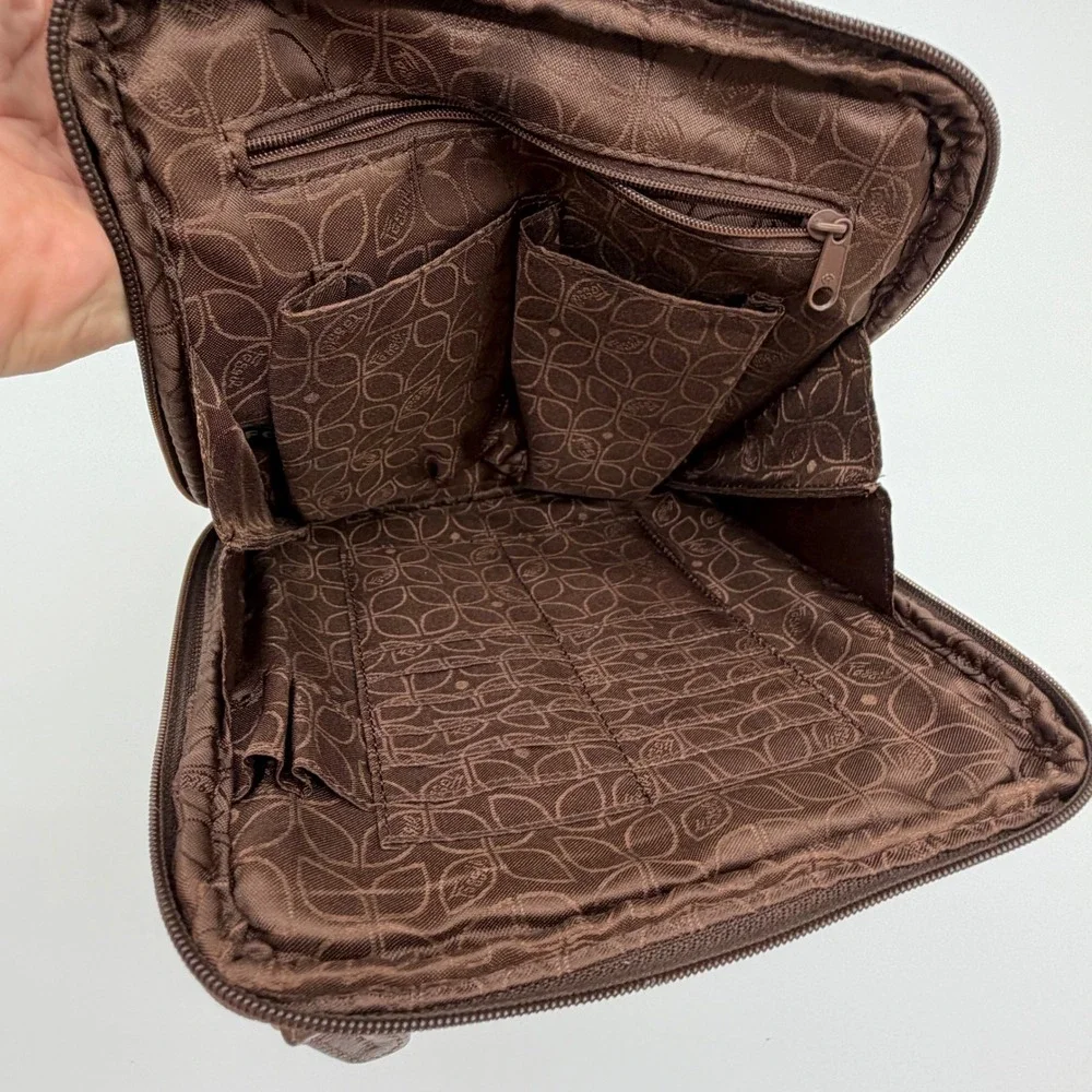 Fossil ZB2840 Brown Leather Crossbody Messenger Bag Small Square Organizer - Picture 3 of 9